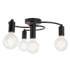QAZQA Schlafzimmerlampen|Küchenlampen*Art Deco Deckenleuchte schwarz 4-flammig - Facil