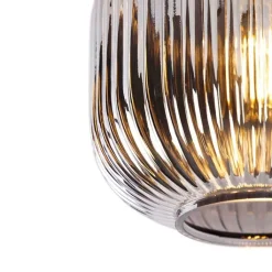 QAZQA Schlafzimmerlampen|Küchenlampen*Art Deco Deckenleuchte schwarz mit Rauchglas - Karel