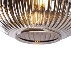 QAZQA Schlafzimmerlampen|Küchenlampen*Art Deco Deckenleuchte schwarz mit Rauchglas - Karel