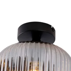 QAZQA Schlafzimmerlampen|Küchenlampen*Art Deco Deckenleuchte schwarz mit Rauchglas - Karel