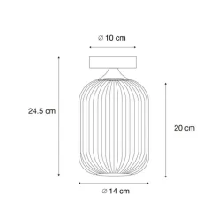 QAZQA Deckenleuchten|Wohnzimmerlampen*Art Deco Deckenleuchte schwarz mit Rauchglas - Banci