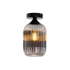 QAZQA Deckenleuchten|Wohnzimmerlampen*Art Deco Deckenleuchte schwarz mit Rauchglas - Banci