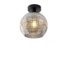 QAZQA Deckenleuchten|Wohnzimmerlampen*Art Deco Deckenleuchte schwarz mit Rauchglas - Kugel