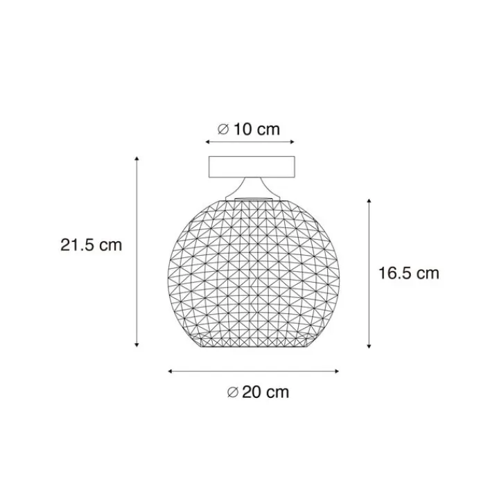 QAZQA Deckenleuchten|Wohnzimmerlampen*Art Deco Deckenleuchte schwarz mit Rauchglas - Kugel