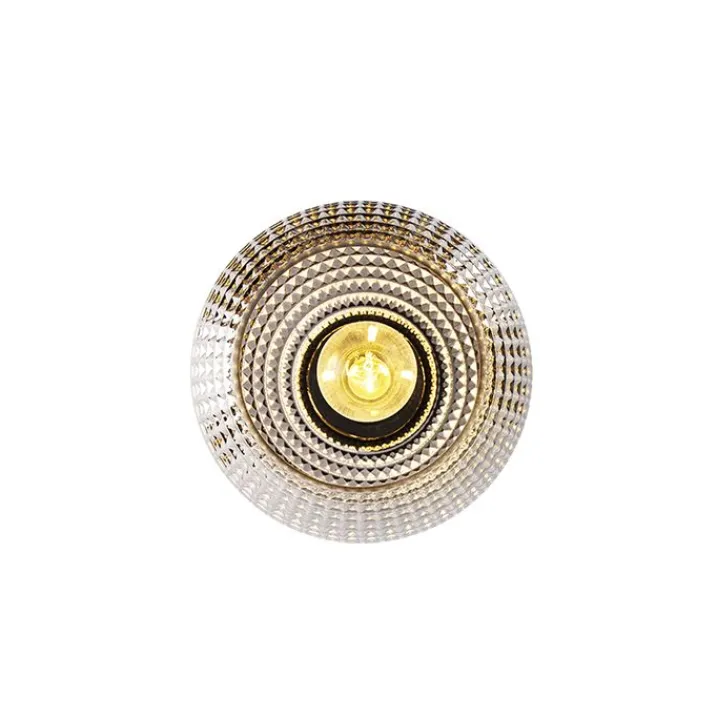 QAZQA Deckenleuchten|Wohnzimmerlampen*Art Deco Deckenleuchte schwarz mit Rauchglas - Kugel