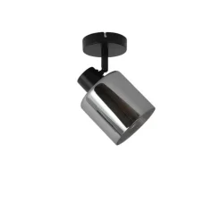 QAZQA Wandstrahler|Deckenstrahler*Art Deco Deckenstrahler schwarz mit Rauchglas verstellbar - Laura