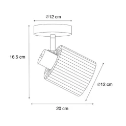QAZQA Wandstrahler|Deckenstrahler*Art Deco Deckenstrahler schwarz mit Rauchglas verstellbar - Laura