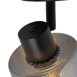 QAZQA Wandstrahler|Deckenstrahler*Art Deco Deckenstrahler schwarz mit Rauchglas verstellbar - Laura