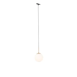 QAZQA Deckenstrahler|Aufbaustrahler*Art Deco hanglamp goud met opaal glas incl. rail adapter zwart 1-fase - Slimline Flore