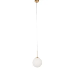 QAZQA Deckenstrahler|Aufbaustrahler*Art Deco hanglamp goud met opaal glas incl. rail adapter zwart 1-fase - Slimline Flore