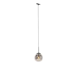 QAZQA Deckenstrahler|Aufbaustrahler*Art Deco hanglamp zwart met smoke glas incl. rail adapter 1-fase - Slimline Flore