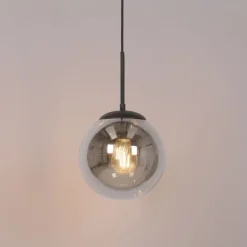 QAZQA Deckenstrahler|Aufbaustrahler*Art Deco hanglamp zwart met smoke glas incl. rail adapter 1-fase - Slimline Flore