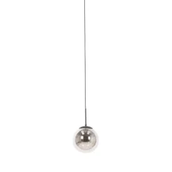 QAZQA Deckenstrahler|Aufbaustrahler*Art Deco hanglamp zwart met smoke glas incl. rail adapter 1-fase - Slimline Flore