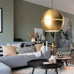 QAZQA Pendelleuchten|Wohnzimmerlampen*Art Deco Hängelampe Gold Kugel 50cm - Slice