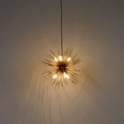 QAZQA Schlafzimmerlampen|Küchenlampen*Art Deco Hängelampe Gold 6-Licht - Besen