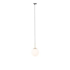 QAZQA Professional Deckenstrahler|Aufbaustrahler*Art Deco Hängelampe Gold mit Opalglas inkl. Schienenadapter Schwarz 1-Phasig - Iconic Flore