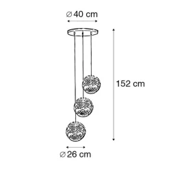 QAZQA Pendelleuchten|Wohnzimmerlampen*Art Deco Hängelampe Gold rund 3-flammig - Maro