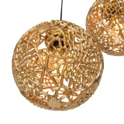 QAZQA Pendelleuchten|Wohnzimmerlampen*Art Deco Hängelampe Gold rund 3-flammig - Maro