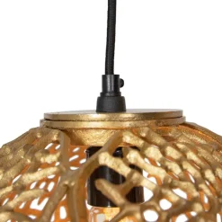 QAZQA Pendelleuchten|Wohnzimmerlampen*Art Deco Hängelampe Gold rund 3-flammig - Maro