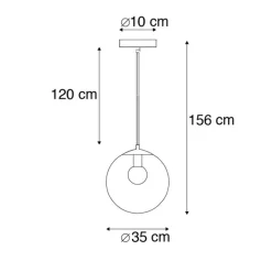 QAZQA Schlafzimmerlampen|Küchenlampen*Art Deco Hängelampe grau 35 cm - Pallon