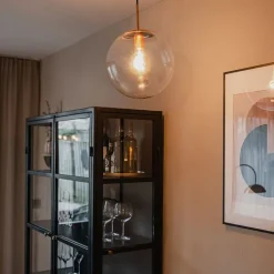 QAZQA Schlafzimmerlampen|Küchenlampen*Art Deco Hängelampe Kupfer mit Klarglas 30 cm - Ball 30