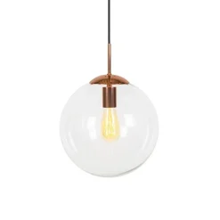 QAZQA Schlafzimmerlampen|Küchenlampen*Art Deco Hängelampe Kupfer mit Klarglas 30 cm - Ball 30