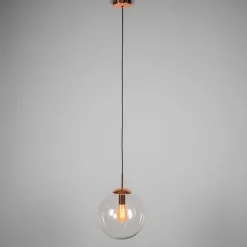 QAZQA Schlafzimmerlampen|Küchenlampen*Art Deco Hängelampe Kupfer mit Klarglas 30 cm - Ball 30