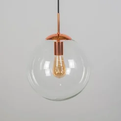 QAZQA Schlafzimmerlampen|Küchenlampen*Art Deco Hängelampe Kupfer mit Klarglas 30 cm - Ball 30