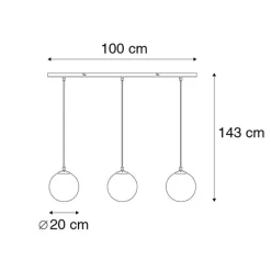 QAZQA Schlafzimmerlampen|Küchenlampen*Art Deco Hängelampe Messing mit grünem Glas 3-Licht - Pallon Mezzi