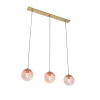 QAZQA Pendelleuchten|Wohnzimmerlampen*Art Deco Hängelampe Messing mit rosa Glas 3-Licht - Pallon Mezzi