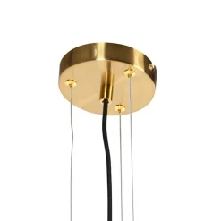 QAZQA Pendelleuchten|Wohnzimmerlampen*Art Deco Hängelampe Messing mit rosa Glas - Glückseligkeit