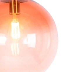 QAZQA Pendelleuchten|Wohnzimmerlampen*Art Deco Hängelampe Messing mit rosa Glas 33 cm - Pallon