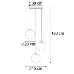 QAZQA Pendelleuchten|Wohnzimmerlampen*Art Deco Hängelampe Messing 45 cm 3-hellrosa - Pallon