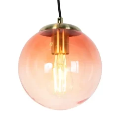 QAZQA Pendelleuchten|Wohnzimmerlampen*Art Deco Hängelampe Messing 45 cm 3-hellrosa - Pallon