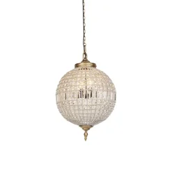 QAZQA Pendelleuchten|Wohnzimmerlampen*Art Deco Hängelampe mit Kristallen / Gold 50 cm - Kasbah