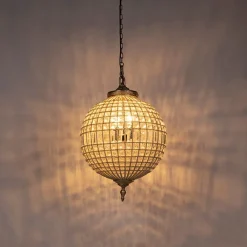 QAZQA Pendelleuchten|Wohnzimmerlampen*Art Deco Hängelampe mit Kristallen / Gold 50 cm - Kasbah