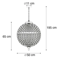 QAZQA Pendelleuchten|Wohnzimmerlampen*Art Deco Hängelampe mit Kristallen / Gold 50 cm - Kasbah