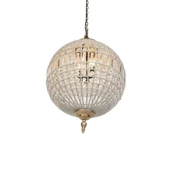 QAZQA Pendelleuchten|Wohnzimmerlampen*Art Deco Hängelampe mit Kristallen / Gold 50 cm - Kasbah