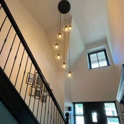 QAZQA Schlafzimmerlampen|Küchenlampen*Art Deco Hängelampe schwarz 7-Licht - Pallon