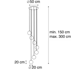 QAZQA Schlafzimmerlampen|Küchenlampen*Art Deco Hängelampe schwarz mit Goldglas 7-flammig - Pallon