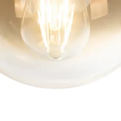 QAZQA Pendelleuchten|Wohnzimmerlampen*Art Deco Hängelampe schwarz mit gold länglich 3-flammig - Pallon