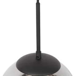 QAZQA Pendelleuchten|Wohnzimmerlampen*Art Deco Hängelampe schwarz mit Rauchglas - Flore