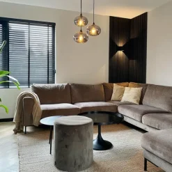 QAZQA Pendelleuchten|Wohnzimmerlampen*Art Deco Hängelampe schwarz 3-flammig mit Rauchglas - Busa