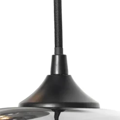 QAZQA Pendelleuchten|Wohnzimmerlampen*Art Deco Hängelampe schwarz 3-flammig mit Rauchglas - Busa