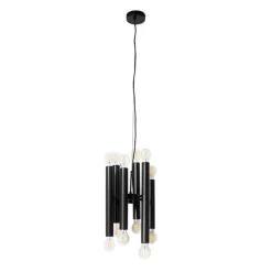 QAZQA Pendelleuchten|Wohnzimmerlampen*Art Deco Hängelampe schwarz 12-flammig - Tubi