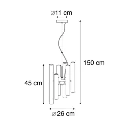 QAZQA Pendelleuchten|Wohnzimmerlampen*Art Deco Hängelampe schwarz 12-flammig - Tubi