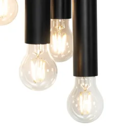 QAZQA Pendelleuchten|Wohnzimmerlampen*Art Deco Hängelampe schwarz 12-flammig - Tubi