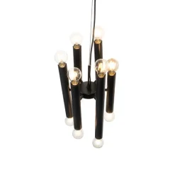 QAZQA Pendelleuchten|Wohnzimmerlampen*Art Deco Hängelampe schwarz 12-flammig - Tubi
