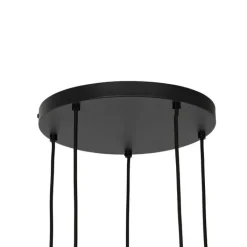 QAZQA Pendelleuchten|Wohnzimmerlampen*Art Deco Hängelampe schwarz mit Rauchglas rund 5-flammig - Josje