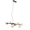 QAZQA Pendelleuchten|Wohnzimmerlampen*Art Deco Hängelampe schwarz mit braunem Glas 8 Lichter - David